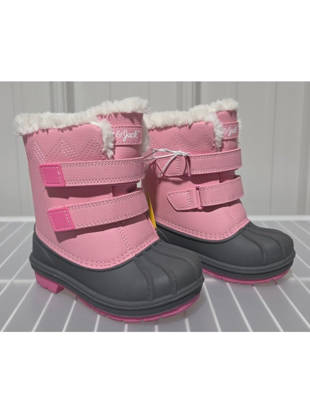 Cat & Jack Denver Toddler Girls' Pink Dual Hook & Loop Strap Snow Boots